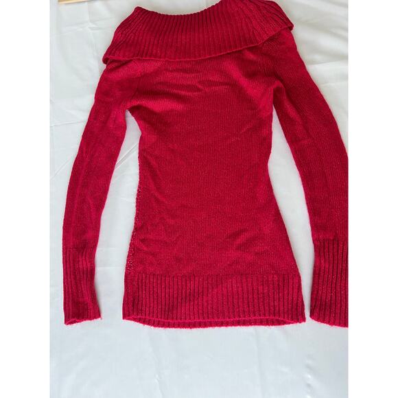 Y2K Candie’s sweater size XS stretchy fold over off shoulders long sleeve sequin - Picture 3 of 6